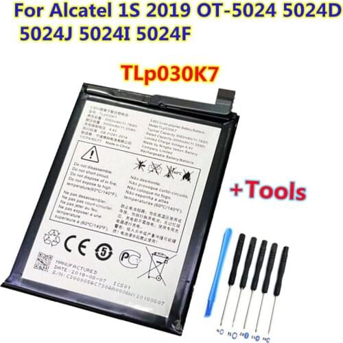 New Original 3060mAH TLp030K7 Replacement Battery For Alcatel 1S 2019 OT-5024 5024D 5024J 5024I 5024F Mobile Phone