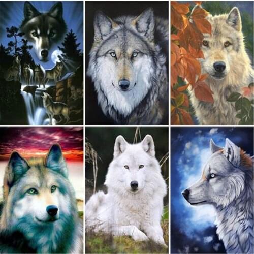 DIY Wolf 5D Diamond Painting Full Square Drill Cross Stitch Diamond Embroidery Animal Mosaic Kit Artist Home Decor Wall Art Gift