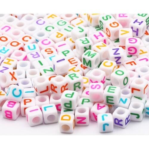Mixed Color 6mm Square Acrylic Spacer Beads Loose Letter Beads For Jewelry Making Diy Charm Necklace Bracelet Accessories
