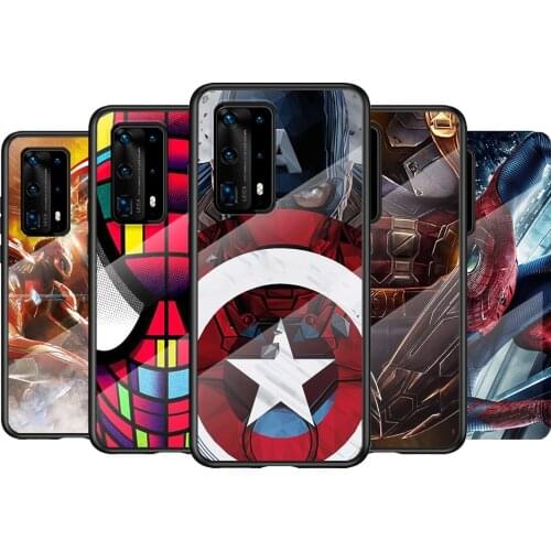 Tempered Glass Cover Marvel Comic Cute For Huawei P40 P30 P20 P10 Pro Plus Lite 5G 2019 Phone Case