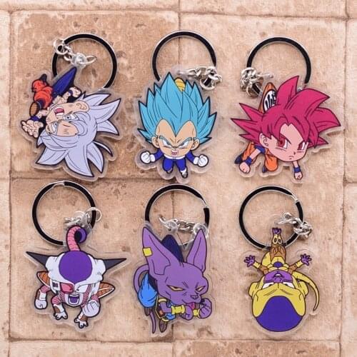 Anime Keychain Double Sided Cartoon Goku Keyring Pendant Acrylic Accessories Hot Sale