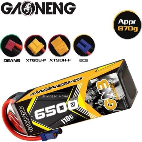GAONENG GNB 22.2V 6500mAh 110C/220C For RC Car Racing Spare Parts With Shell Upgrade LiHV 6S Rechargeable Battery