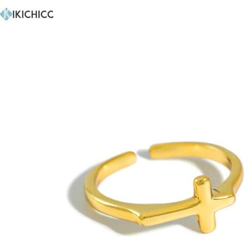 Kikichicc 100% 925 Sterling Silver Cross Slim Simple Rings Resizable Women Fashion Jewelry 2020 Luxury Fine Jewelry For Female