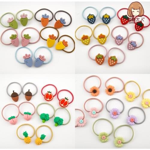 Hair Accessories Collection Childrens Hair Band Combination Cartoon Fruit Vegetable Princess Head Rope Rubber Band Hair Rope