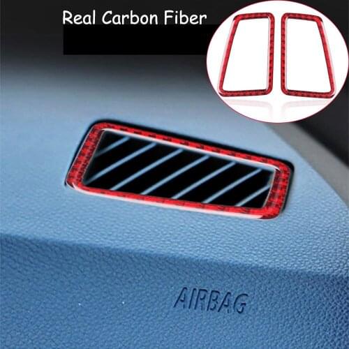 Red Carbon Fiber Dashboard Air Vent Outlet Trim For BMW 3 Serie E90 E92 2005-12