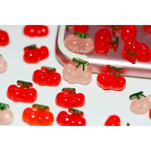 Microcosmic Red Pink Resin Cherry Mix Decoration Crafts Flatback Cabochon Scrapbooking Fit Phone Embellishments Diy Accessories