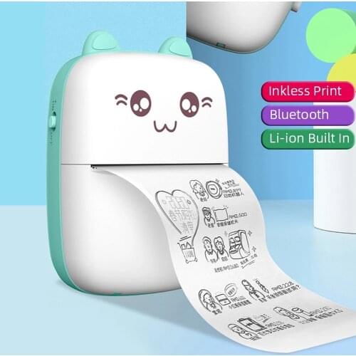 Mini Portable Thermal Printer Paper Photo Label Pocket Wireless Bluetooth Label Memo Wrong Question Printing with USB Cable