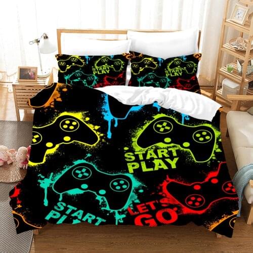 Fashion Gamepad Bedding Set Kids Game Gaming Quilt Cover Sets Adult Gift Bed Linen Bedroom Duvet Covers Single Queen King Size