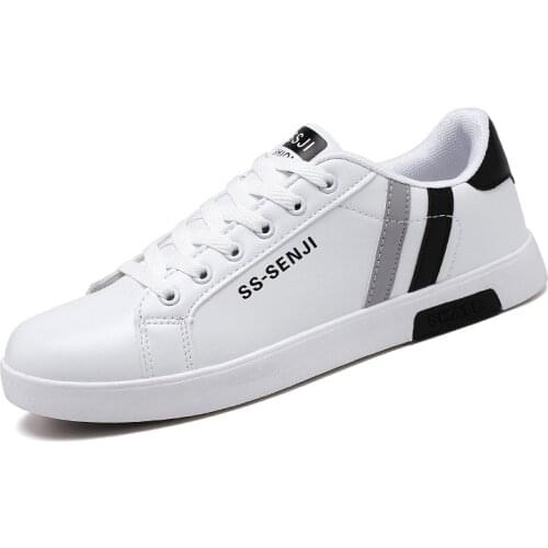 Men Leather Sneakers Male Comfortable Sport Running Sneaker White Lace-up Casual Shoes Man Shoes 2020 Fashion Breathable Shoes