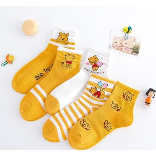 5 Pairs/lot Socks Disney Winnie the Pooh Stitch Socks Cartoon Childrens Socks Baby Socks Cotton Socks for Girls Boy Socks 2-12Y