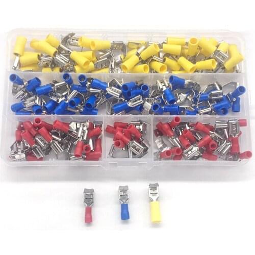 140pcs Semi-Insulated Crimp Terminals Connectors Gauge Piggyback Spade Quick Splice 22-16/16-14/12-10