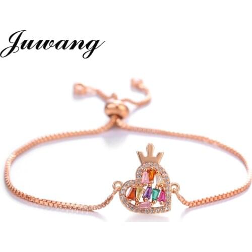JUWANG Charming Heart Bracelets&Bangles For Women Girls Gold Metal Bracelets Statement Jewelry Wholesale Pulseras Mujer 2019
