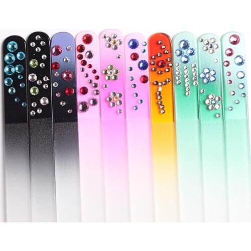 4pcs/lot Medium Durable Crystal Glass Nail Files Colorful Nail Buffer Diamond Stones Gems Manicure Pedicure Art Styling Tools