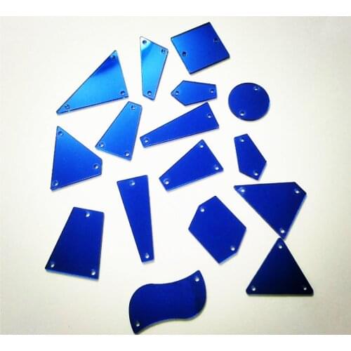 Sew On Dark Blue Mirror Rhinestones, Flat-Back Acrylic Mirrored Beads for Costume Wedding Dress Accesories 50PCS