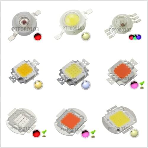 High Power LED Chip 1W 3W 5W 10W 20W 30W 50W 100W COB SMD LED Bead White RGB UV Grow Full Spectrum 1 3 5 10 20 30 50 100 W Watt