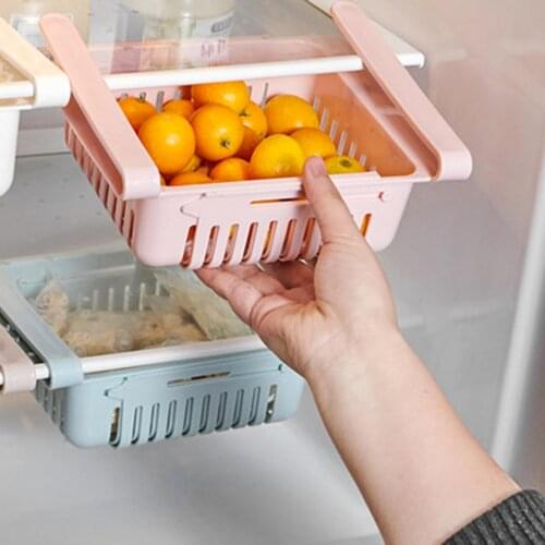 Retractable Refrigerator Storage Basket Partition Food Fresh-keeping Organizer