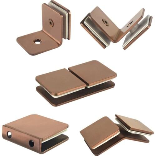 Brand New 8PCS 304 Stainless Steel Shower Glass Clamps Clips Rose Gold Glass Shelf Fixed Holder Brackets for 8~12mm Glass