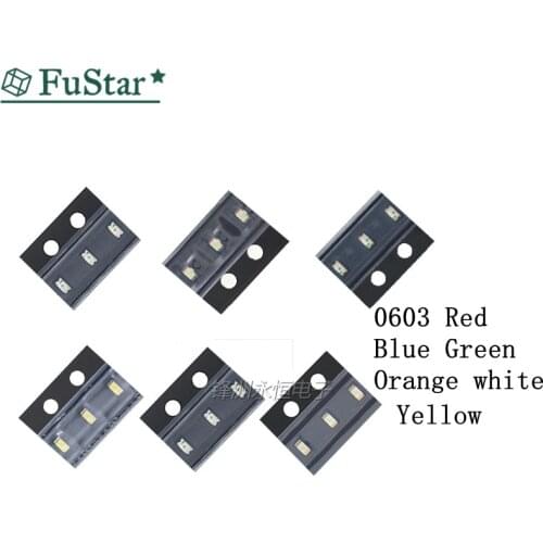 100pcs/lot 5 Colors 0603 SMD Led each 20pcs Super Bright Red/Green/Blue/Yellow/White Water Clear LED Light Diode