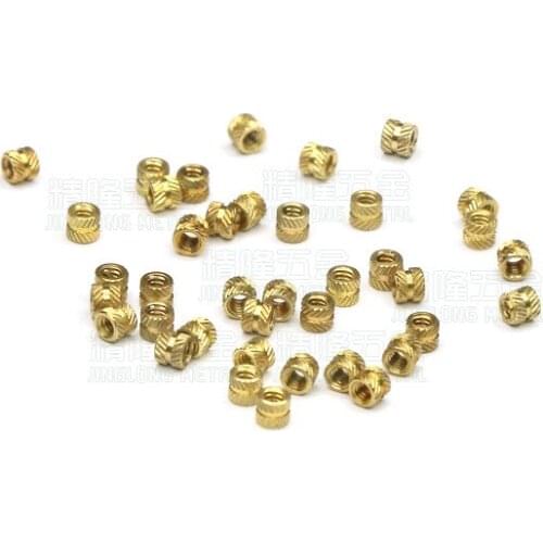 100pcs/lot M1 M1.2 M1.4 M1.6 M2 M2.5 M3 Brass insert nut knurled copper nuts with straight/slanting knurling
