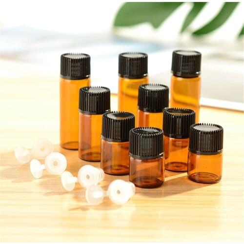 200pcs Glass Mini Empty Laboratory Bottles Aromatherapy Adapter Liquid Essential Oil Serum Containers 1ml 2ml Refillable Bottles