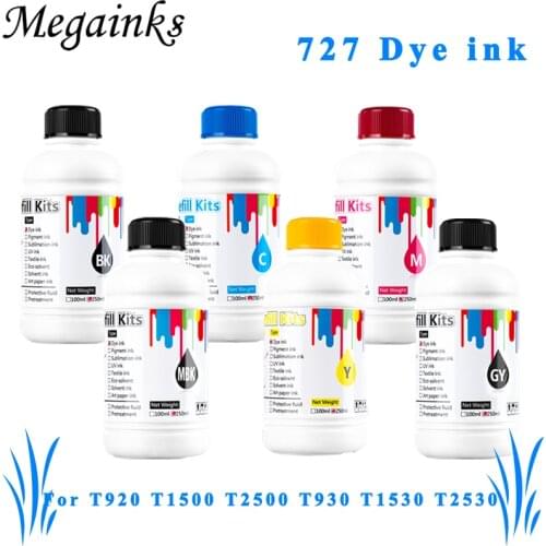 250ML 6 color Dye Ink for HP T610 T770 T790 T1100 T1120 T1200 T1300 T2300 T920 T1500 T2500 T930 T1530 T2530 Printer