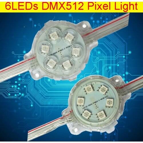 40mm IP68Waterproof DMX512 LED Pixel Module Light roll Light DC24V RGB Dmx512 Pixel Module 5050 6LEDs with power adapter+control