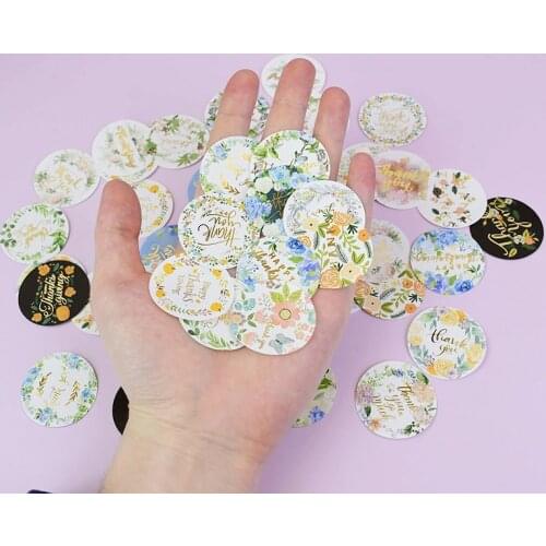 46pcs/set Round Thank You Sticker Diy Scrapbooking Diary Planner Album Decoration Paper Sticker Birthday Wedding Party Decor