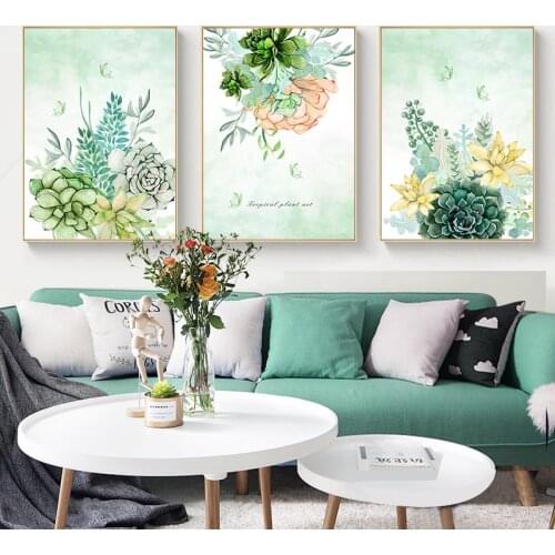 Scandinavaian Plant Leaf Flower Picture Succulents Botanical Wall Art Canvas Painting Nordic Posters And Prints Home Decor