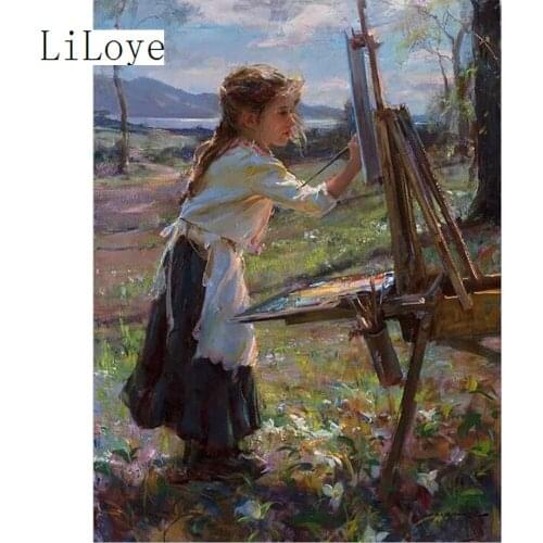 LI LOYE Diamond Embroidery Concentrate on painting the girl 5D DIY Diamond Painting Cross Stitch Full Mosaic Decor Gift FZ142