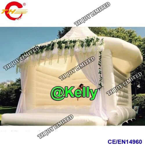 Free shipping white inflatable bouncer with cover, beautiful inflatable bouncy castle jumper for kids, outdoor air moonwalk jump