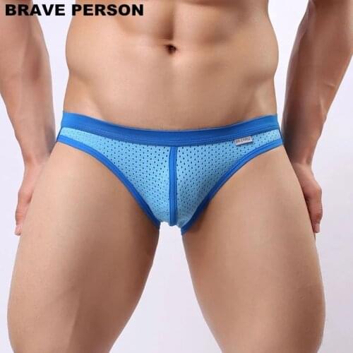 BRAVE PERSON Mens Sexy Underwear Male mesh Breathable elastic Briefs mens bikini Low Rise Nylon Underpants Male Panties B1139