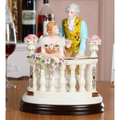 British porcelain couple creative wedding gifts to display European luxury figures pigeon diamond painting home decoration