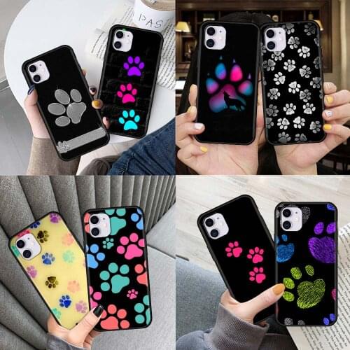 Tpu Phone Case For Apple iPhone 7 11 12 Pro XR X 6 6S XS Max 5 5S 8 Plus SEF Soft Coque Mobile Cover Dog Footprints Dog Paws