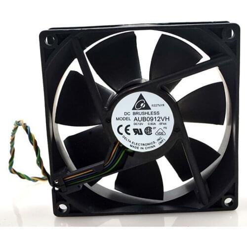 Delta AFB0912VH / AUB0912VH 9cm 90*90*25MM 9225 DC 12V 0.60A 4-Lines PWM computer cooling fan
