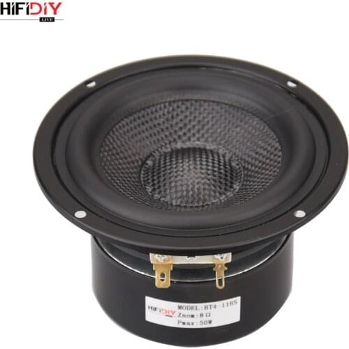 HIFIDIY LIVE 4 inch 4.5" Midbass Woofer speaker Unit 4 / 8 OHM 50W Glass fiber vibratory basin Loudspeaker BK BT4 Black /Yellow