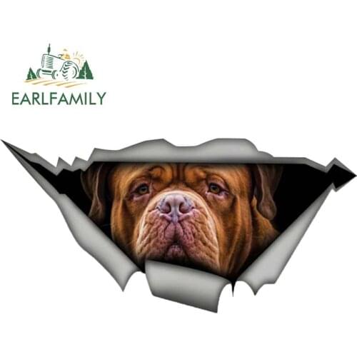 EARLFAMILY 13cm x 6.7cm Bordeaux Car Sticker Torn Metal Decal Reflective Stickers Waterproof Car Styling Pet Dog Decal