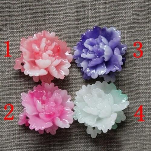 Hot sale 8pcs/bag 4 Color optional Imitation jade resin flowers Flatback Scrapbook Fit Phone Embellishment 22MM 004004078