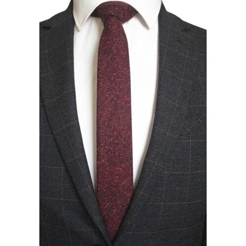 GUSLESON New Wool Tie 6cm Ties for Men Solid Color Slim Striped Necktie Cravat Warm Dot Tie and Wedding party Gift