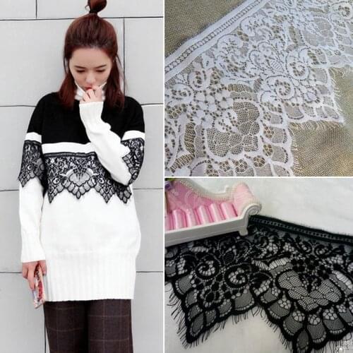 3yards/lot Eyelash Lace width 18cm Lace Ribbon DIY Embroidered Net Lace Trim Fabric For Sewing Decoration Nylon Lace Sewing