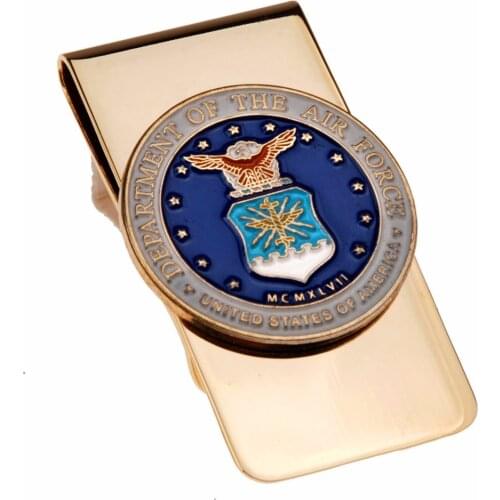 US UNITED STATES DEPARTMENT OF THE AIR FORCE METAL BADGE MONEY CLIP