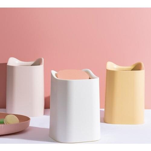 Cute Mini Small Waste Bin Desktop Garbage Basket Home Table Plastic Office Supplies Trash Can Dustbin Sundries Barrel Box Tools