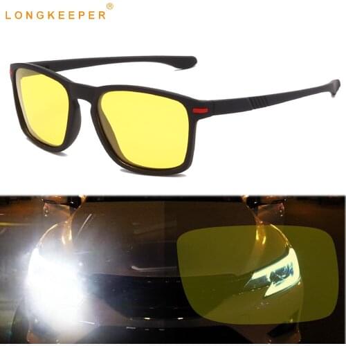 LongKeeper Classic Night Vision Sunglasses Men Women Polarized Driving Sun Glasses Yellow Lens Shades gafas de sol hombre