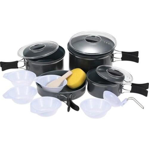 BRS-125 Outdoor 4-5 Person Aluminum Alloy Multi-function Camping Pot Sets Picnic Food Cooker Cookware Tableware Sets