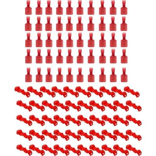 100 Pieces Quick Splice Wire Terminals T-Tap Kit Male Spade Wire Connectors Set