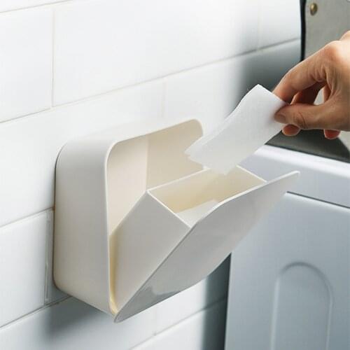 Bathroom Wall Mounted Punch-free Cotton Swab Holder Toilet Paper Storage Rack Cover Waterproof Cosmetic Cotton Storage Box