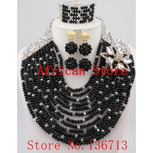 Newest african beads jewelry set 2016 nigerian wedding african beads 7 color indian multi layer necklace / Earrings women L187