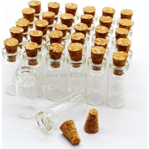 New 50PCS 0.7ml size 10*24*5mm Small Mini Glass bottles Jars with Cork Stoppers/ Message Weddings Wish Jewelry Party Favors