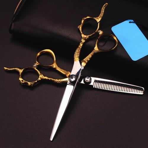 Professional japan 440c 6 inch Sheepshead hair scissors cutting barber makas haircut thinning shears cut hairdressing scissors