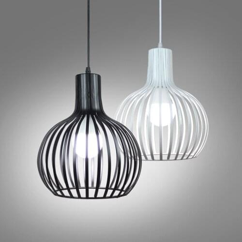 Single Head Dining Room Chandelier Dining Table Bar Counter Coffee Shop Living Room Wire Birdcage Chandelier Black White