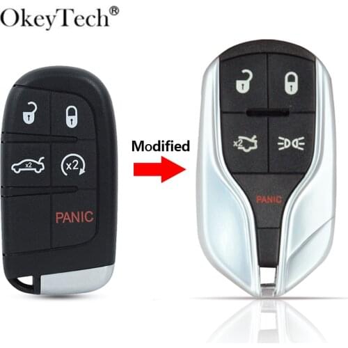 Okeytech 4/5 Key Buttons Update Remote Car Key Shell Case for Chrysler 300 For Jeep for Dodge Challenger Charger Dart Durango